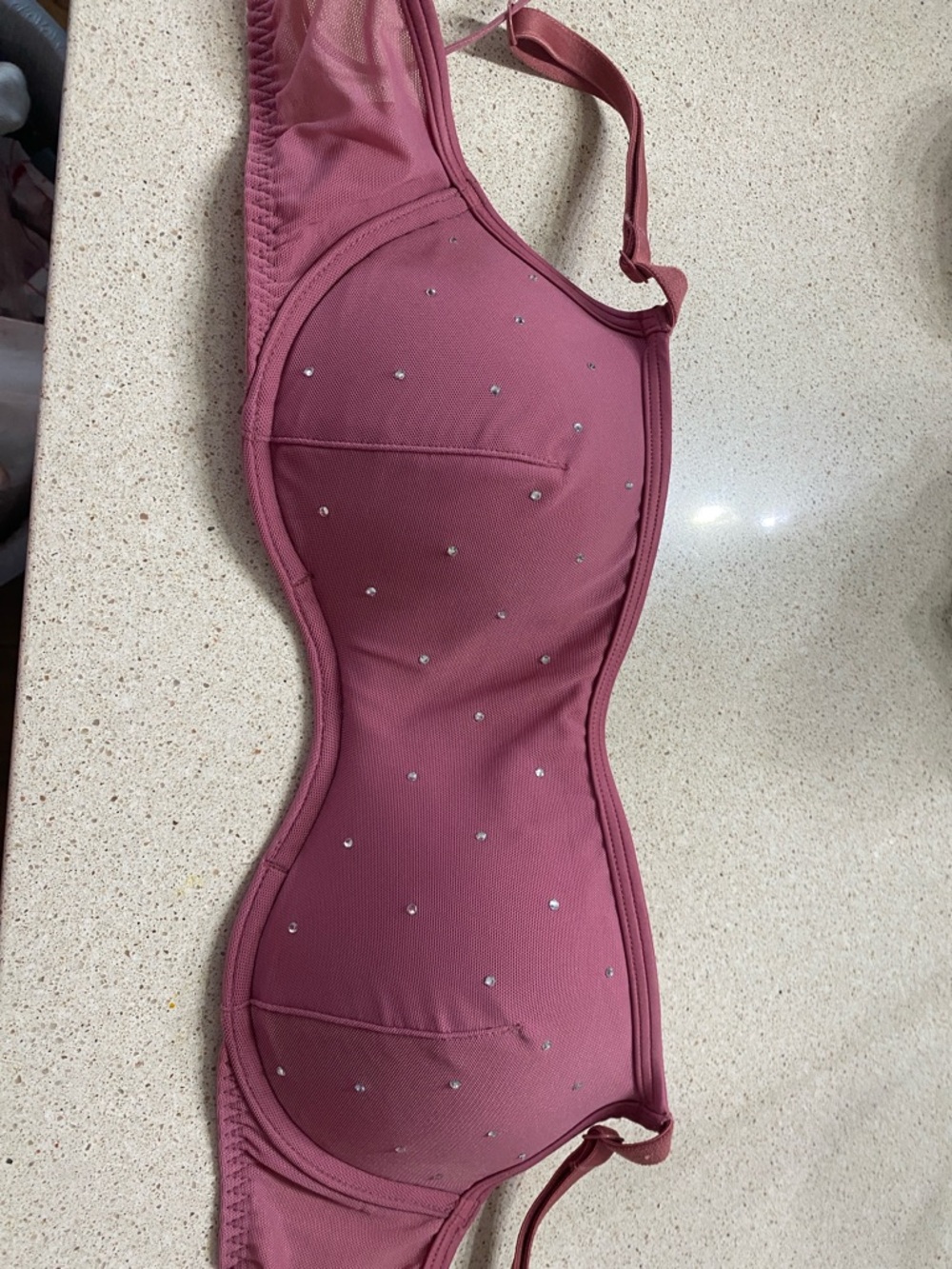 PINK Victoria's Secret Dusty Rose Embellished Demi Bra
